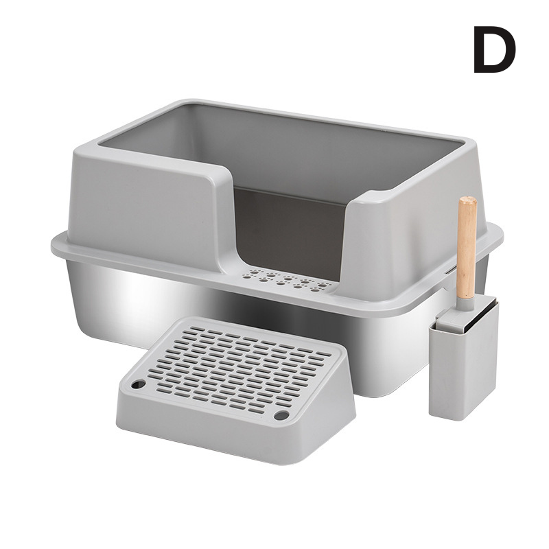 半封閉304不銹鋼貓砂盆防腐防漏砂大空間易清洗加寬加厚