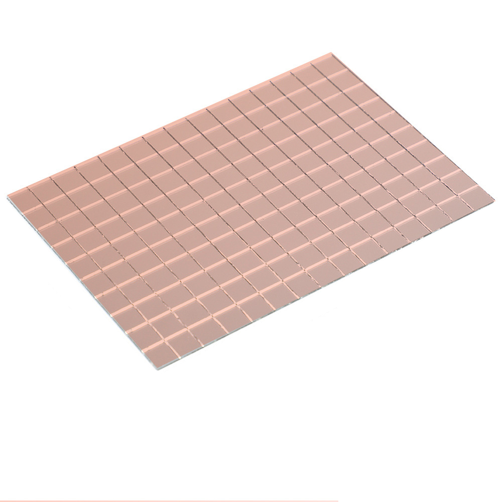 自黏馬賽克鏡片貼3D背景牆鏡子裝飾貼片創意手工DIY格子玻璃牆貼