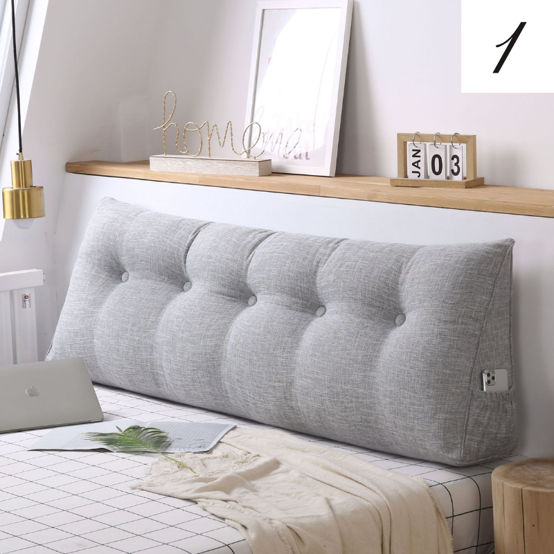 口袋款床頭靠墊簡約棉麻三角靠墊可拆洗榻榻米軟包護腰靠背靠枕沙發