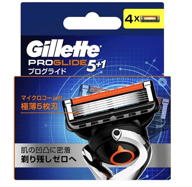 【澳門發貨】Gillette吉列 ProGlide 5+1 替換刀片4個裝精準貼面挑戰一根不留包裝使用100%可回收物料輕薄鋒利刮胡刮須剃須刀片刀頭潤滑條男士
