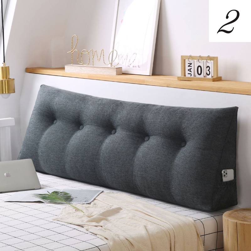口袋款床頭靠墊簡約棉麻三角靠墊可拆洗榻榻米軟包護腰靠背靠枕沙發
