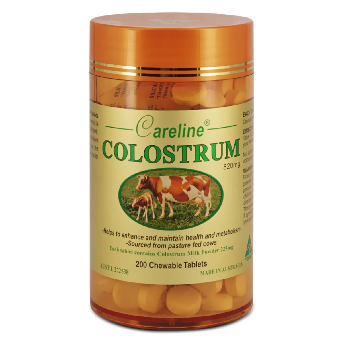 【澳門發貨】Careline 澳洲柯藍牌 牛初乳片 820mg 200粒