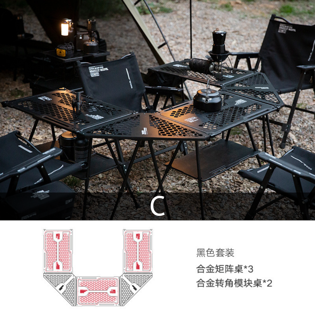 合金矩陣桌戶外露營折疊小桌子可攜式野炊igt多功能廚房鋁合金桌椅全套裝備
