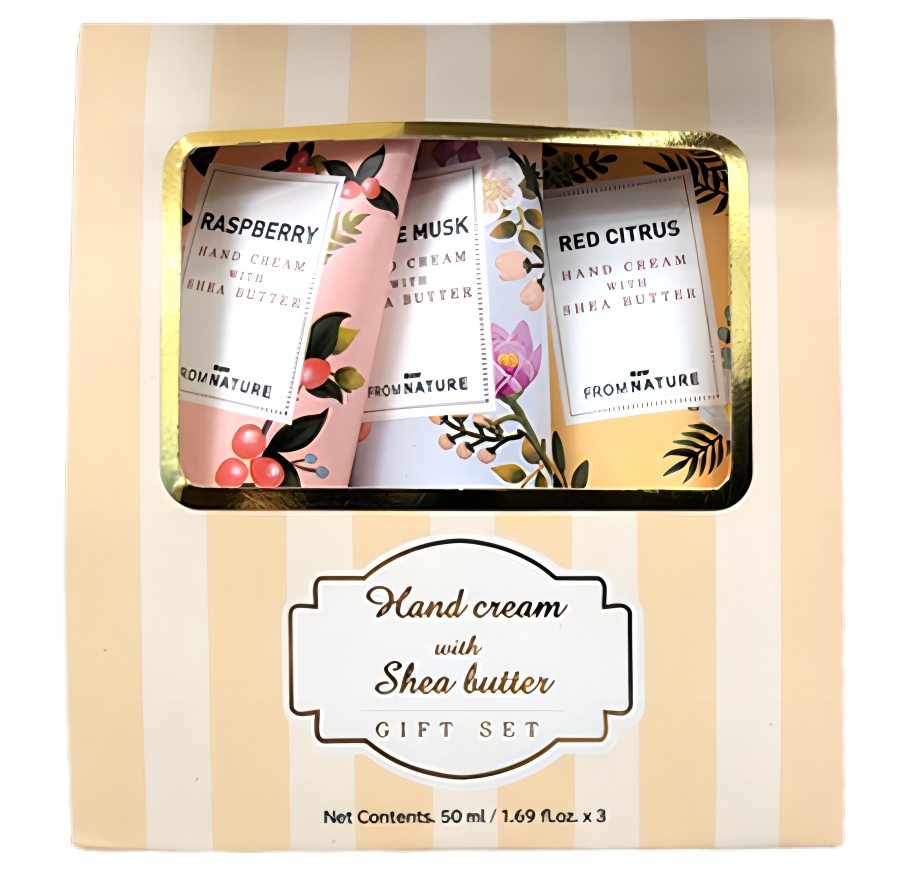 【澳門發貨】FROMNATURE芬潤娜乳木果油護手霜禮盒（乳木果油紅柑橘護手霜50ml+乳木果油覆盆子護手霜50ml+乳木果油白麝香護手霜50ml）