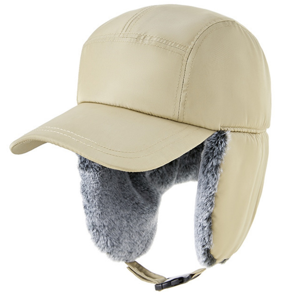 速乾加厚護耳棒球帽秋冬男款保暖鴨舌帽子護耳防寒滌綸棒球帽老頭防風雪耳罩