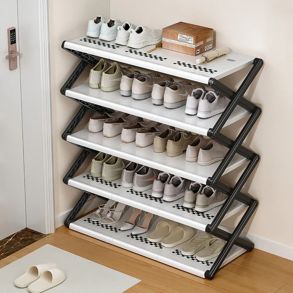 Joybos佳幫手折疊鞋架一拉就用大容量簡易多層免安裝家用室內外入戶鞋架