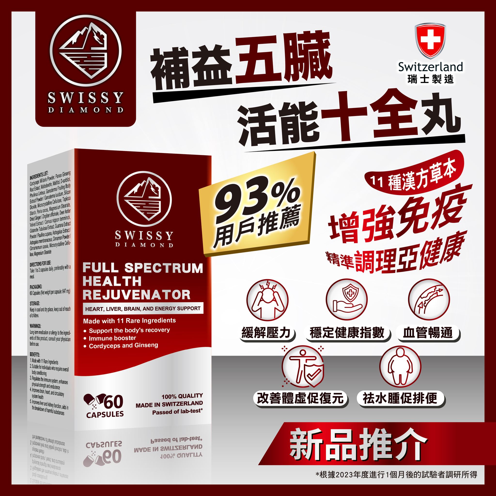 【澳門發貨】Swissy‧Diamond 活能十全丸 60s