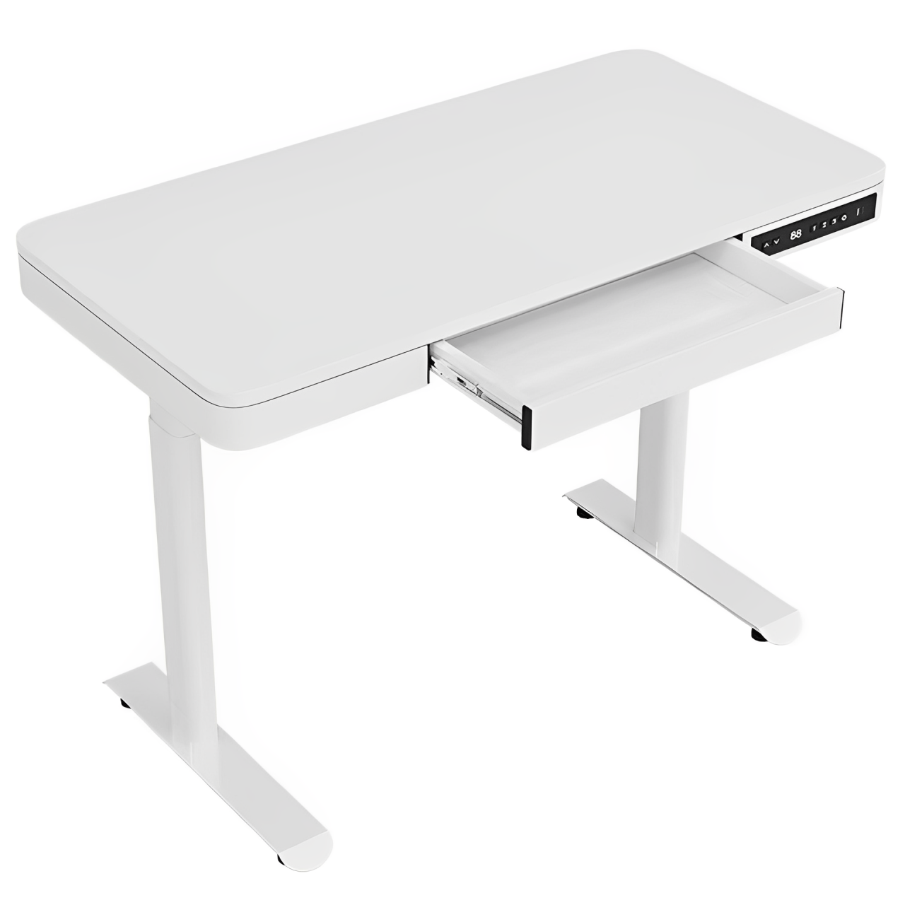 抽屜智能電動升降桌鋼化玻璃桌面家用多功能辦公可站立式電腦升降桌