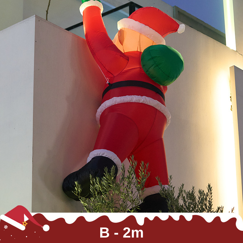 聖誕充氣氣模帶鼓風機耶誕節裝飾品節日主題場景佈置聖誕老人爬墻掛件擺件掛飾
