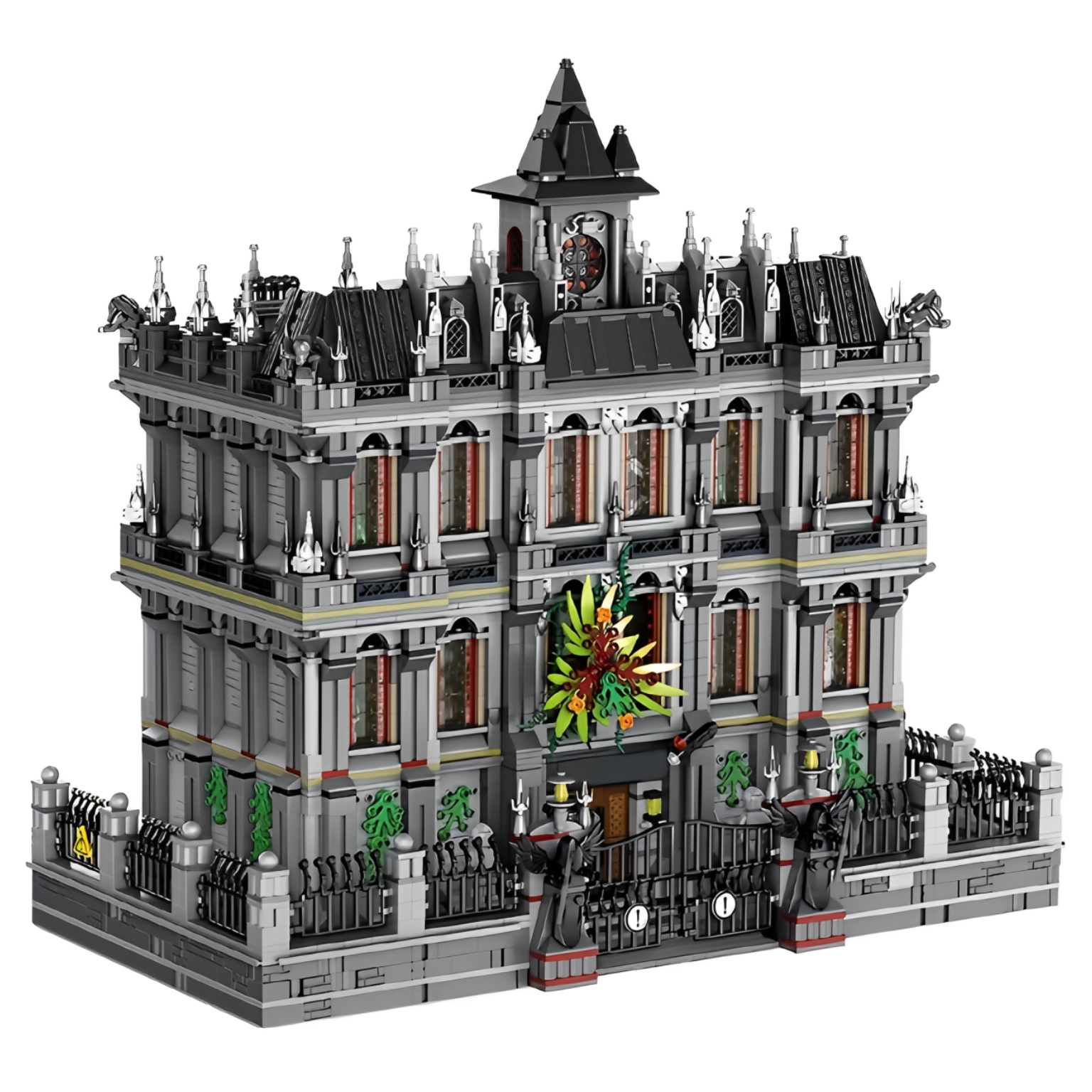 潘洛斯613002瘋人院燈光版街景建築系列小顆智力積木兒童玩具模型