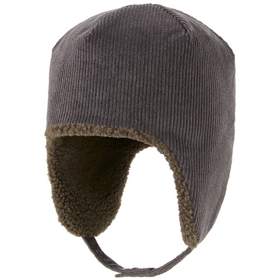 雙面佩戴加絨帽冬季新款燈芯絨東北保暖時尚潮流護頸抗凍男士加絨加厚滑雪帽