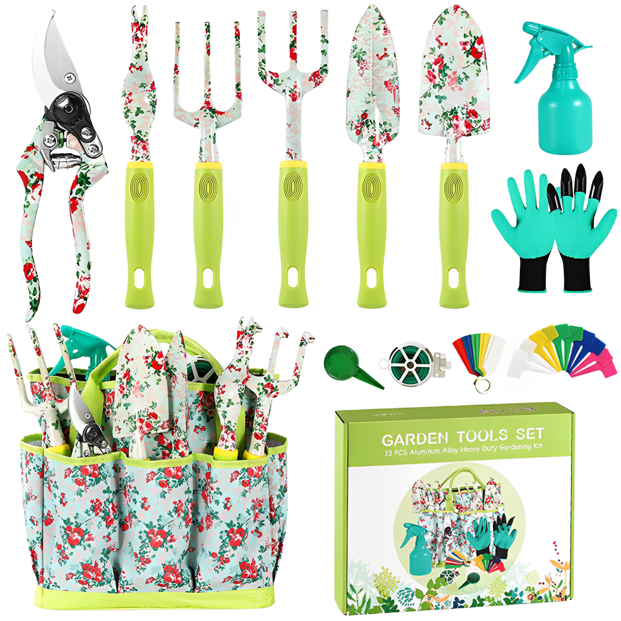 園林工具印花套裝園林花藝修剪工具包印花時尚翻土種植用具組合套裝花園工具