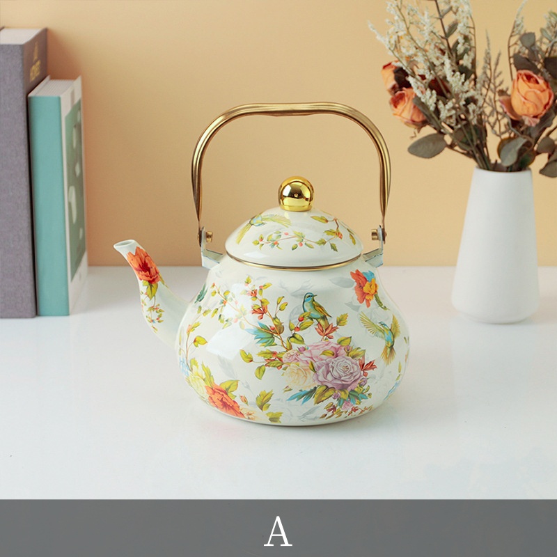 精品搪瓷梨型壺琺瑯燒水壺加厚熱水壺奶茶壺明火電磁爐通用