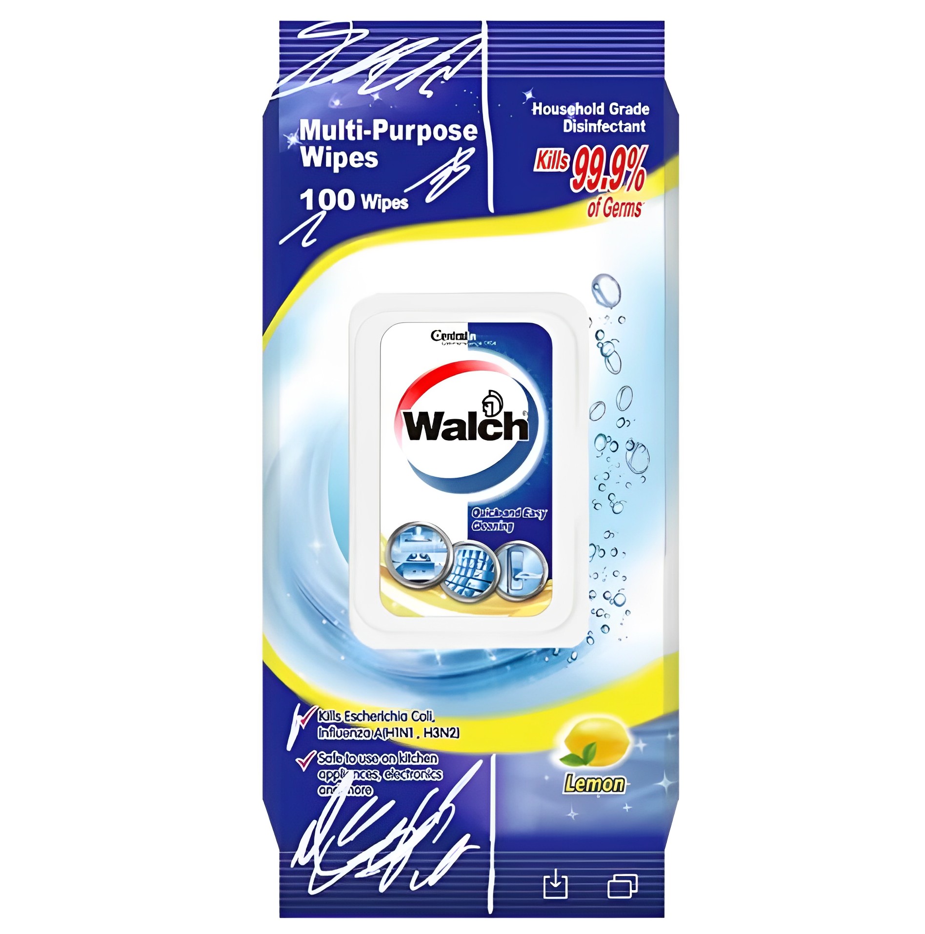 【澳門發貨】Walch威露士多用途家居表面消毒濕巾檸檬100片裝一站式家居殺菌快速清潔高效去油污廣泛適用消毒濕紙巾