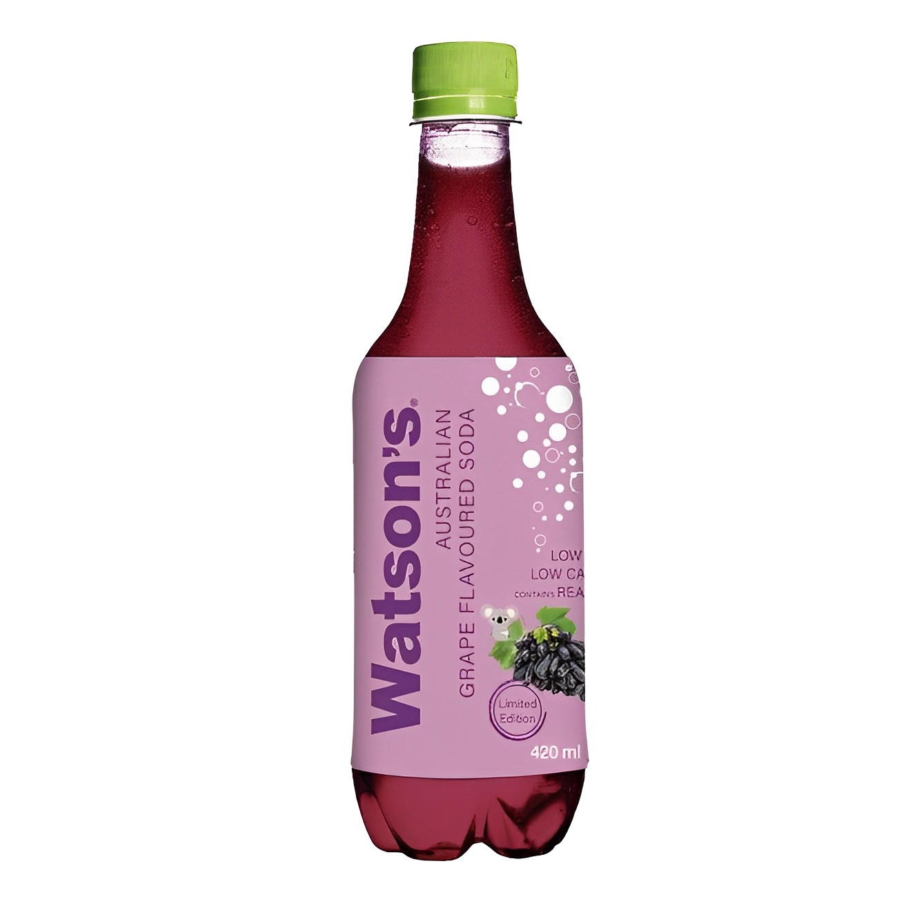 【澳門發貨】（原箱24支）屈臣氏澳洲藍寶石黑提味蘇打水420ml低糖低卡含果汁梳打水