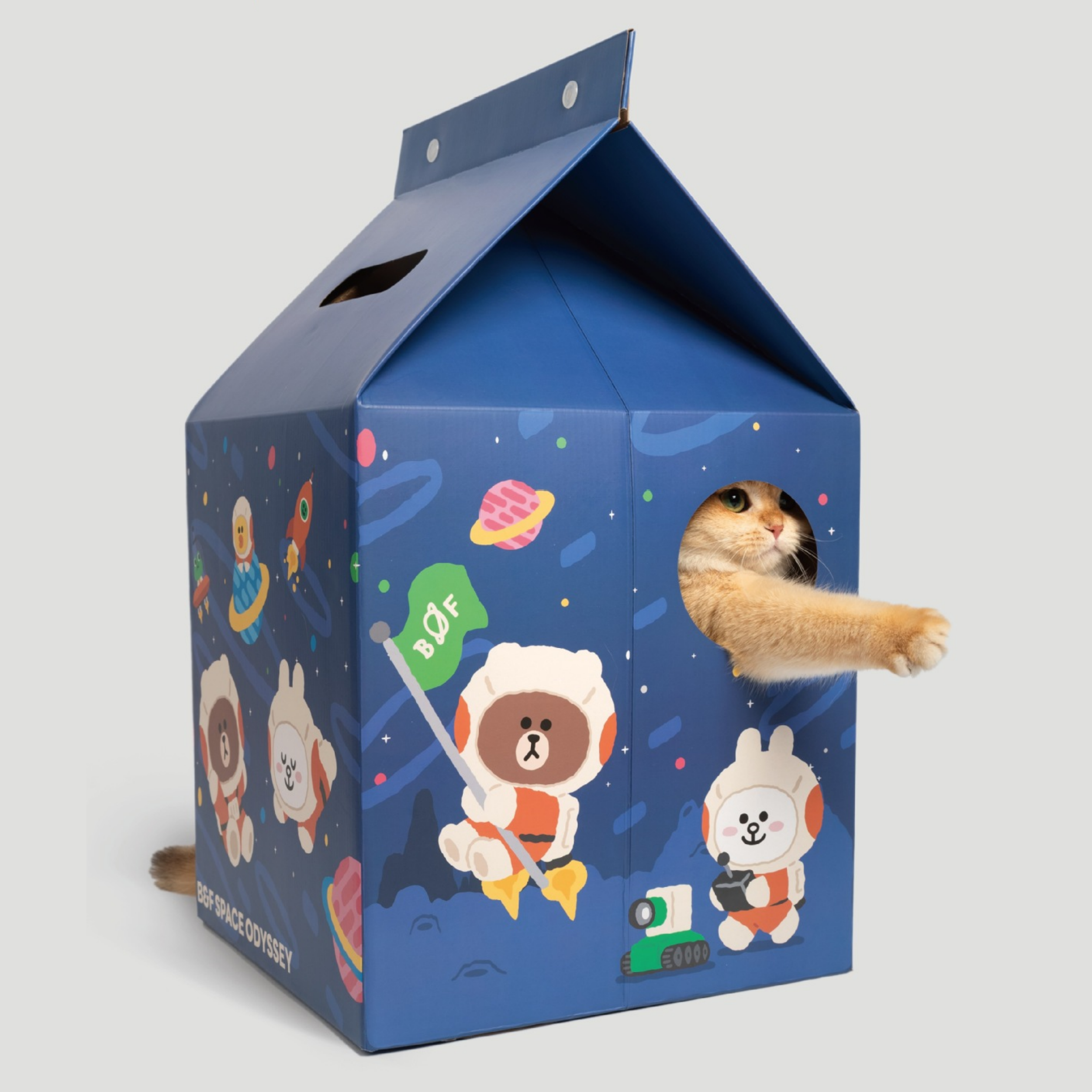 Yoomi LINE FRIENDS 聯名牛奶盒貓抓板窩瓦楞紙貓窩盒子抓板貓抓盒