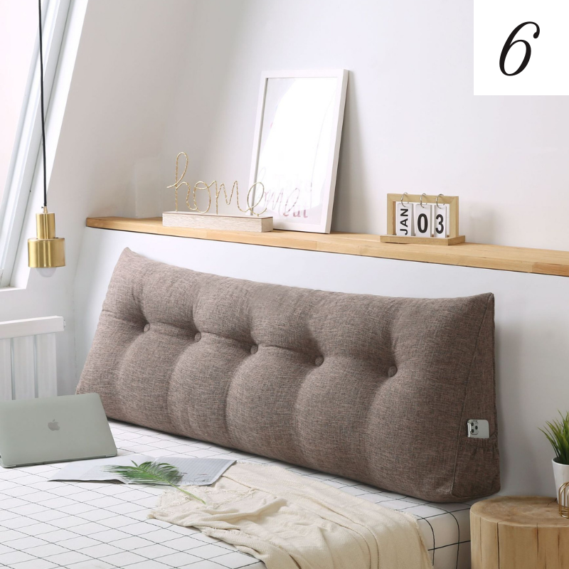 口袋款床頭靠墊簡約棉麻三角靠墊可拆洗榻榻米軟包護腰靠背靠枕沙發