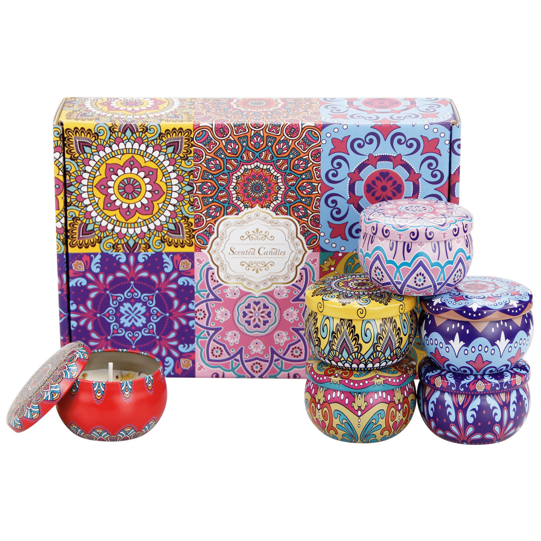 波西米亞風乾花鐵罐香薰蠟燭大禮盒香氛小蠟燭生日結婚慶伴手禮