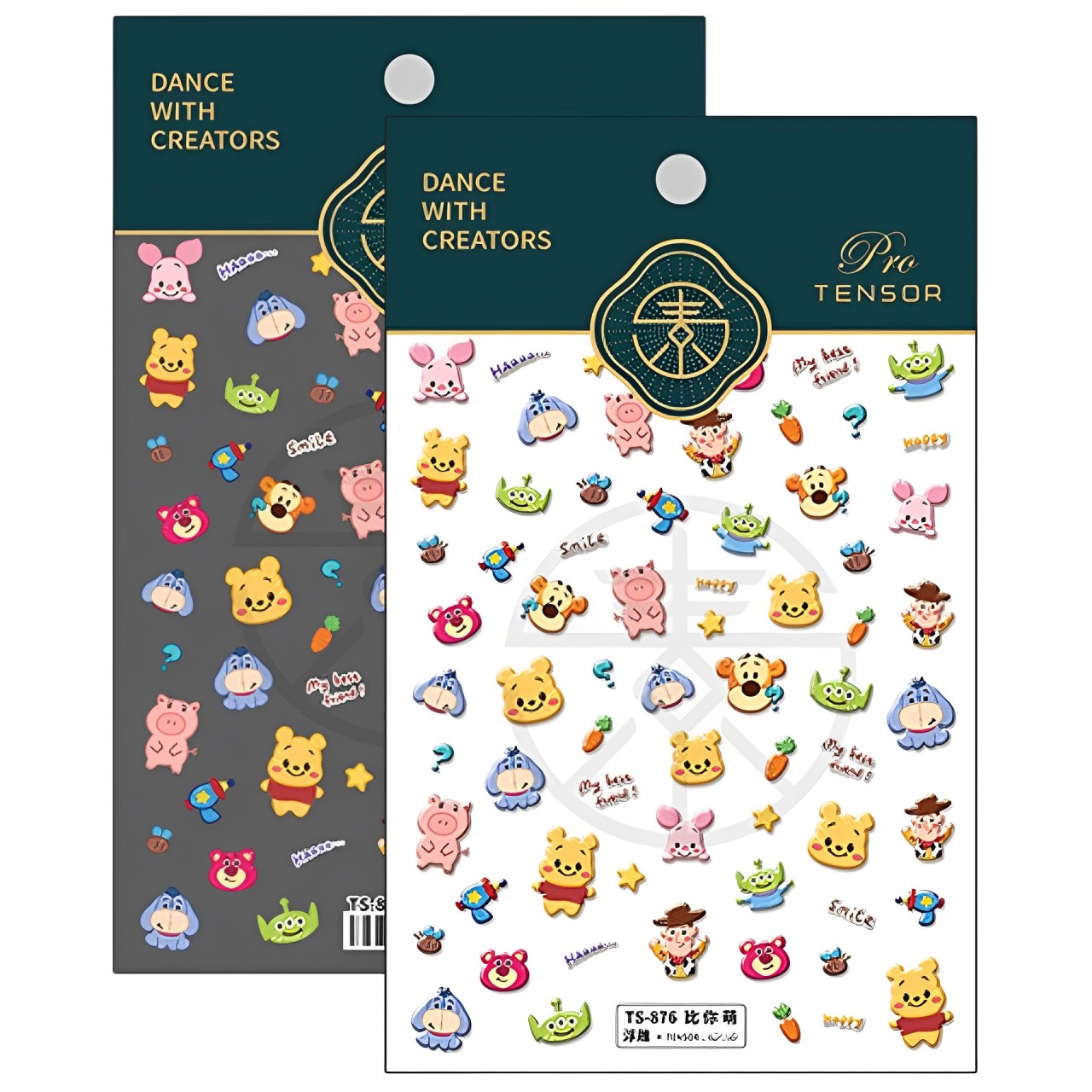 浮雕薄韌美甲貼紙背膠指甲貼紙飾品維尼系列