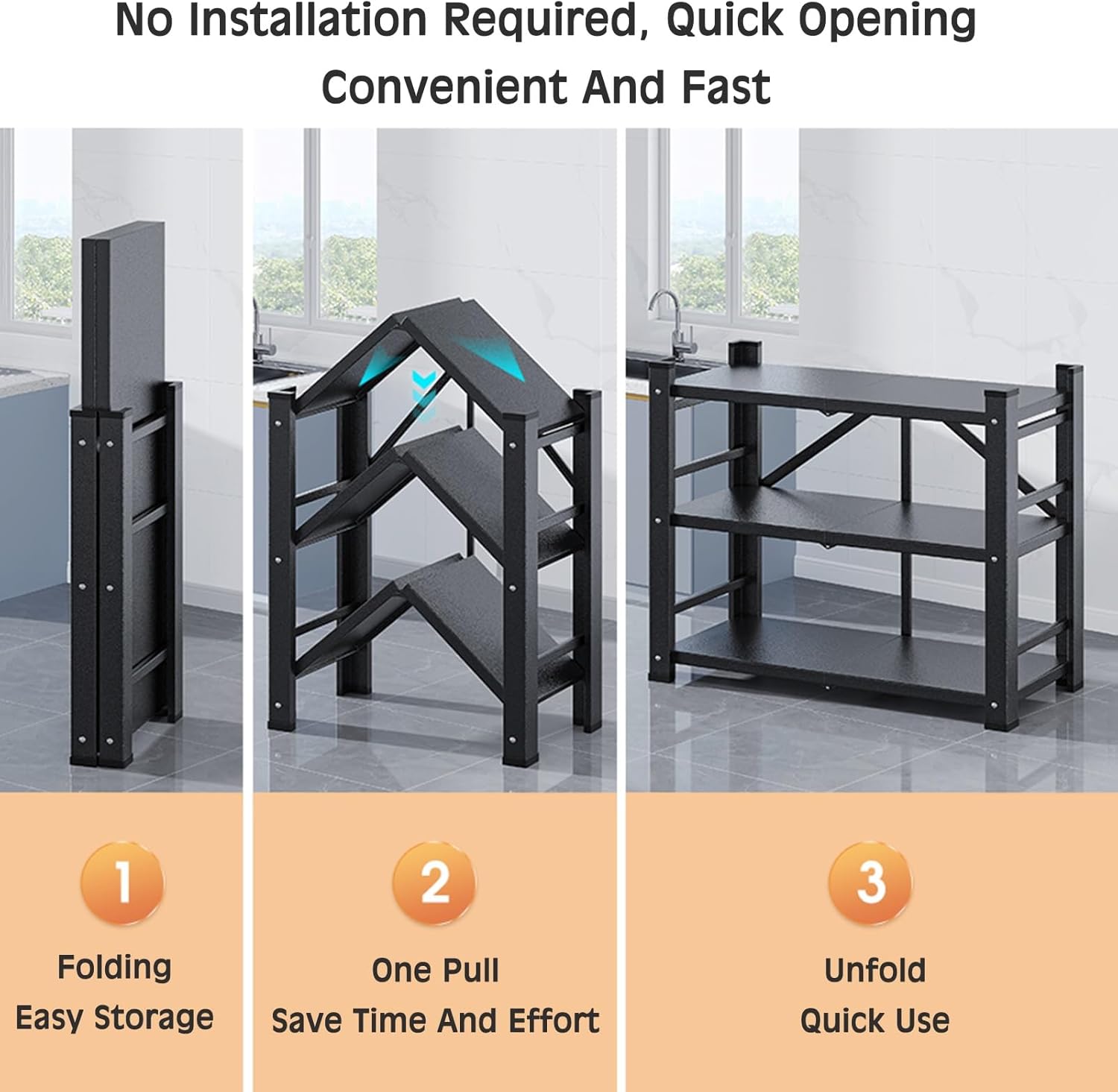 Joybos佳幫手折疊置物架多層免安裝廚房陽臺儲物架家用倉庫快遞落地貨架折疊收納架