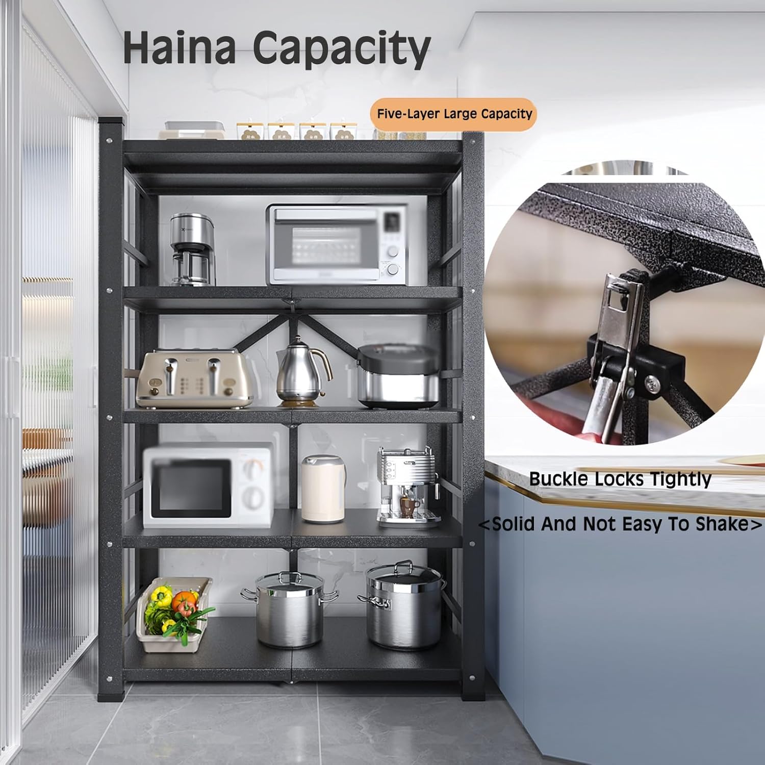 Joybos佳幫手折疊置物架多層免安裝廚房陽臺儲物架家用倉庫快遞落地貨架折疊收納架