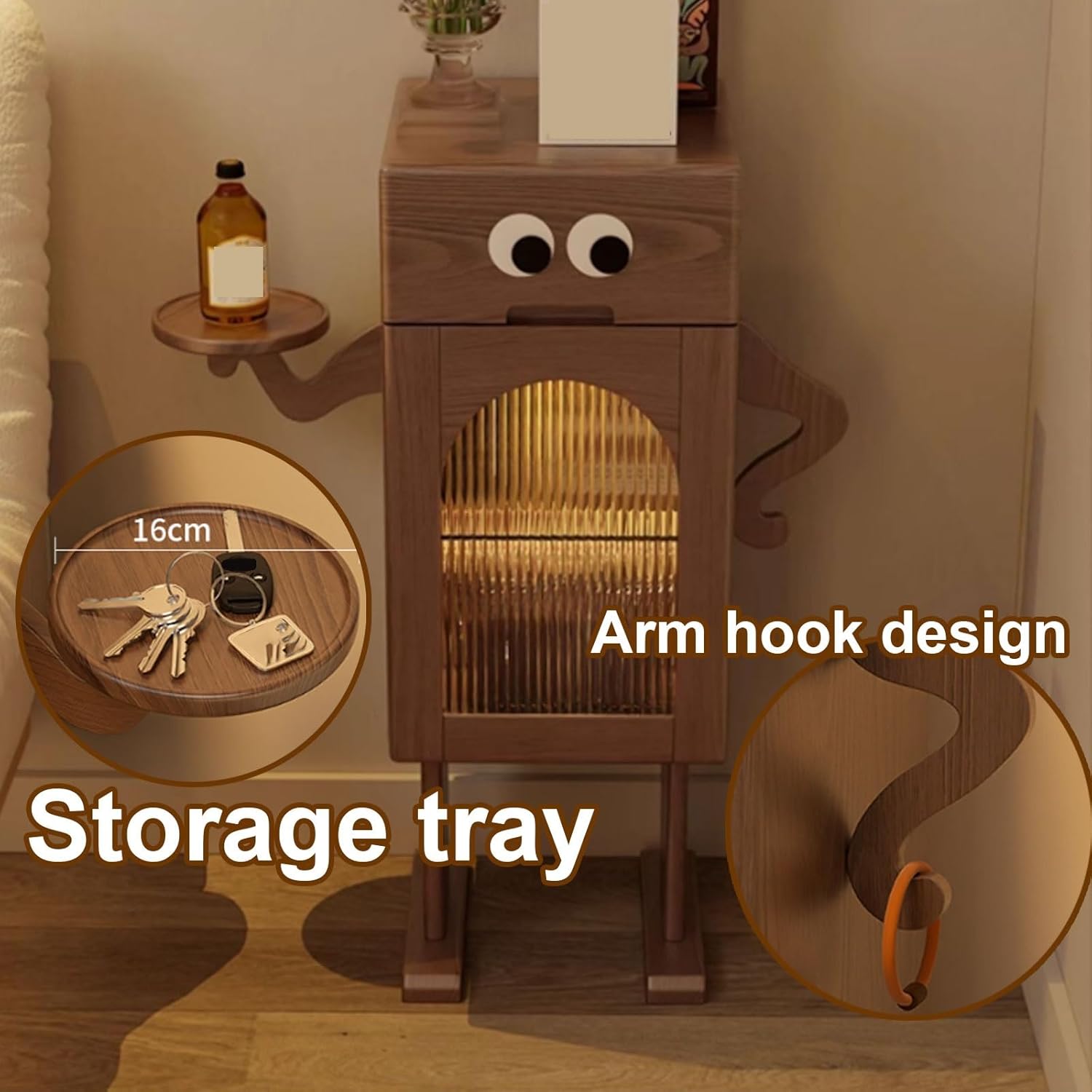 創意機器人邊櫃帶燈客廳沙發茶几置物櫃儲物櫃實木邊幾床頭櫃