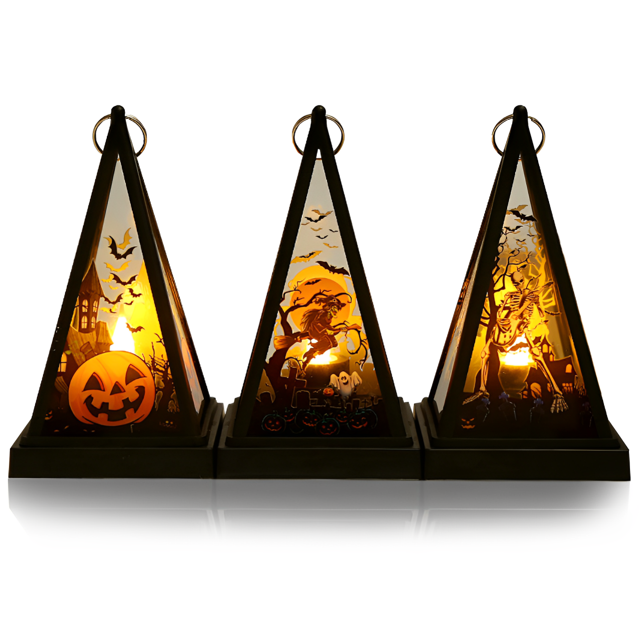 萬聖節LED風燈裝飾品小馬燈掛件燈飾led電子蠟燭燈手提