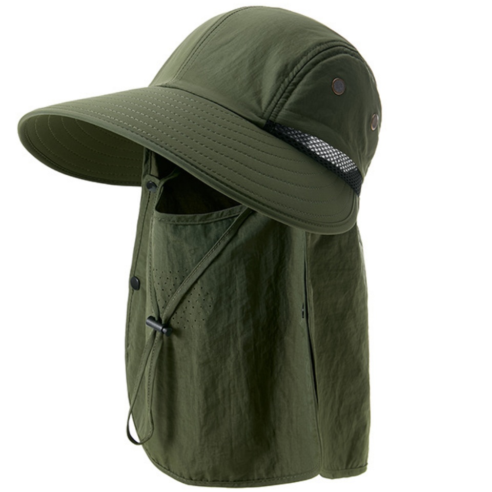 加長遮陽帽夏季款登山騎行太陽帽女戶外遮陽遮臉空頂帽披肩防曬帽釣魚帽子