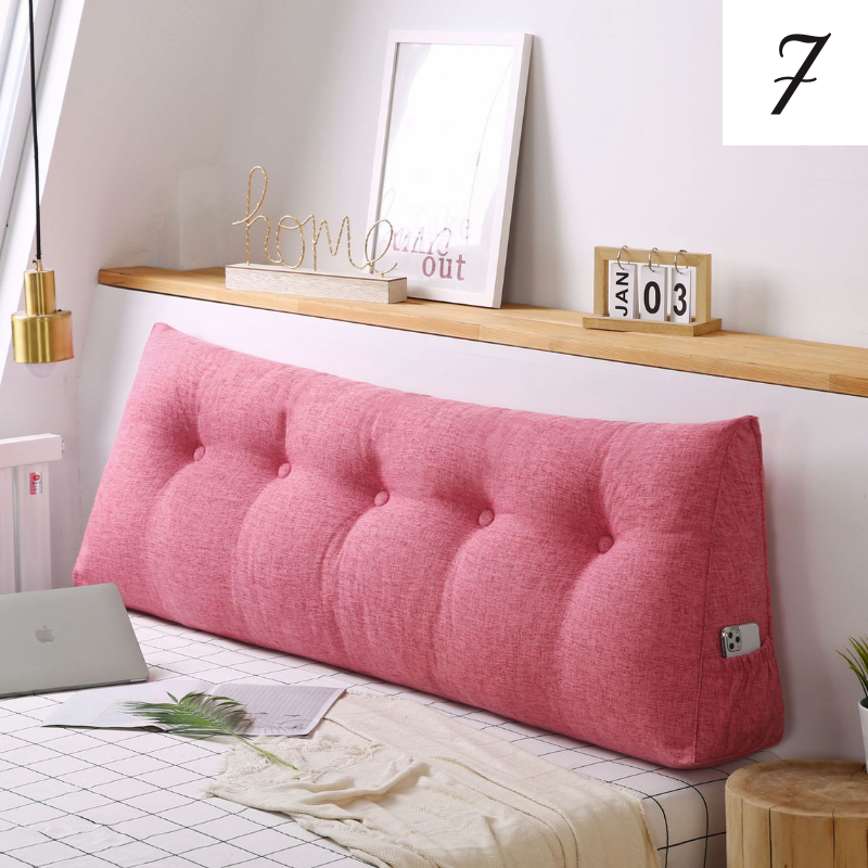 口袋款床頭靠墊簡約棉麻三角靠墊可拆洗榻榻米軟包護腰靠背靠枕沙發