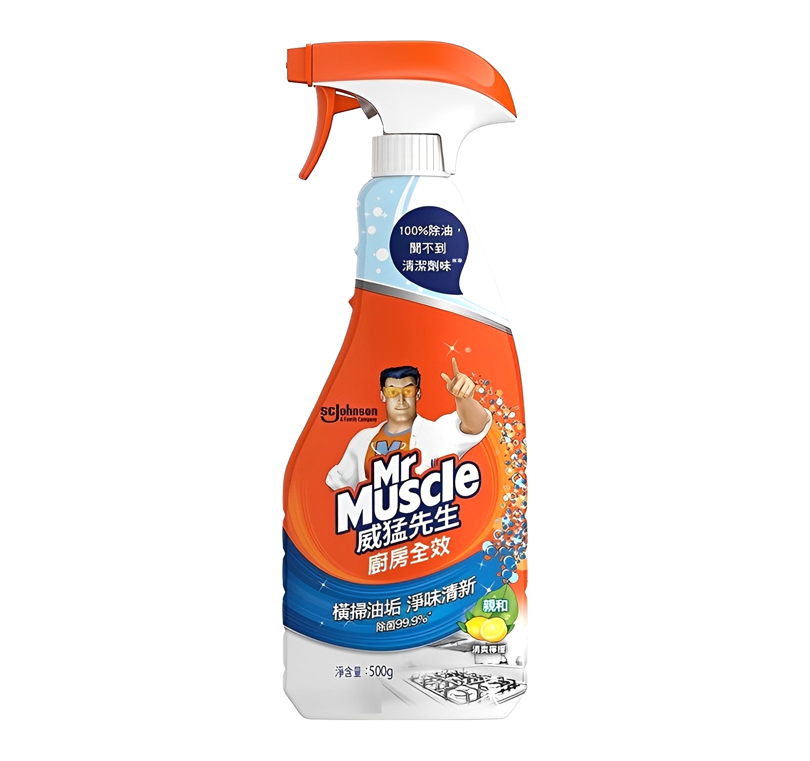 【澳門發貨】Mr Muscle威猛先生廚房全效清潔劑清新檸檬噴裝/補充裝500g廚房全效家用清潔劑去重油污除油漬抽油煙機清洗輕鬆去垢除菌淨味清新