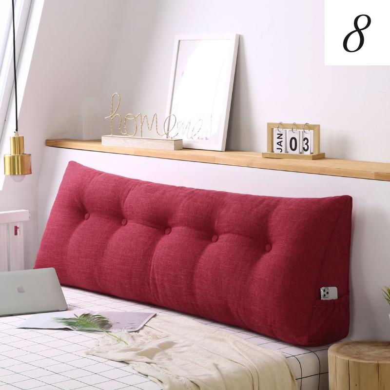 口袋款床頭靠墊簡約棉麻三角靠墊可拆洗榻榻米軟包護腰靠背靠枕沙發