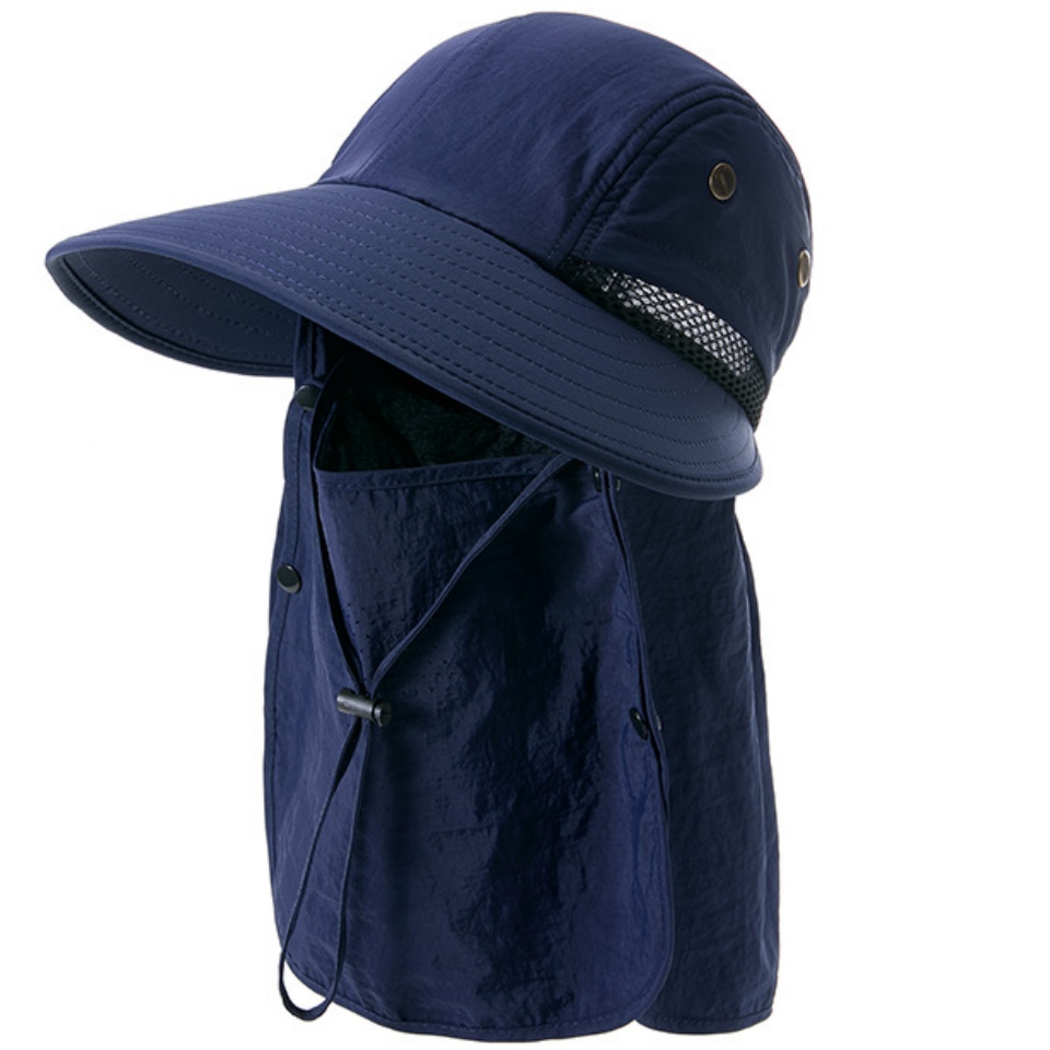 加長遮陽帽夏季款登山騎行太陽帽女戶外遮陽遮臉空頂帽披肩防曬帽釣魚帽子