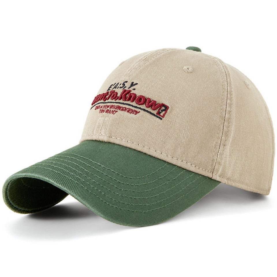 復古字母棒球帽韓版英文刺繡拼接色棒球帽潮牌出街個性穿搭彎簷防曬鴨舌帽男女款