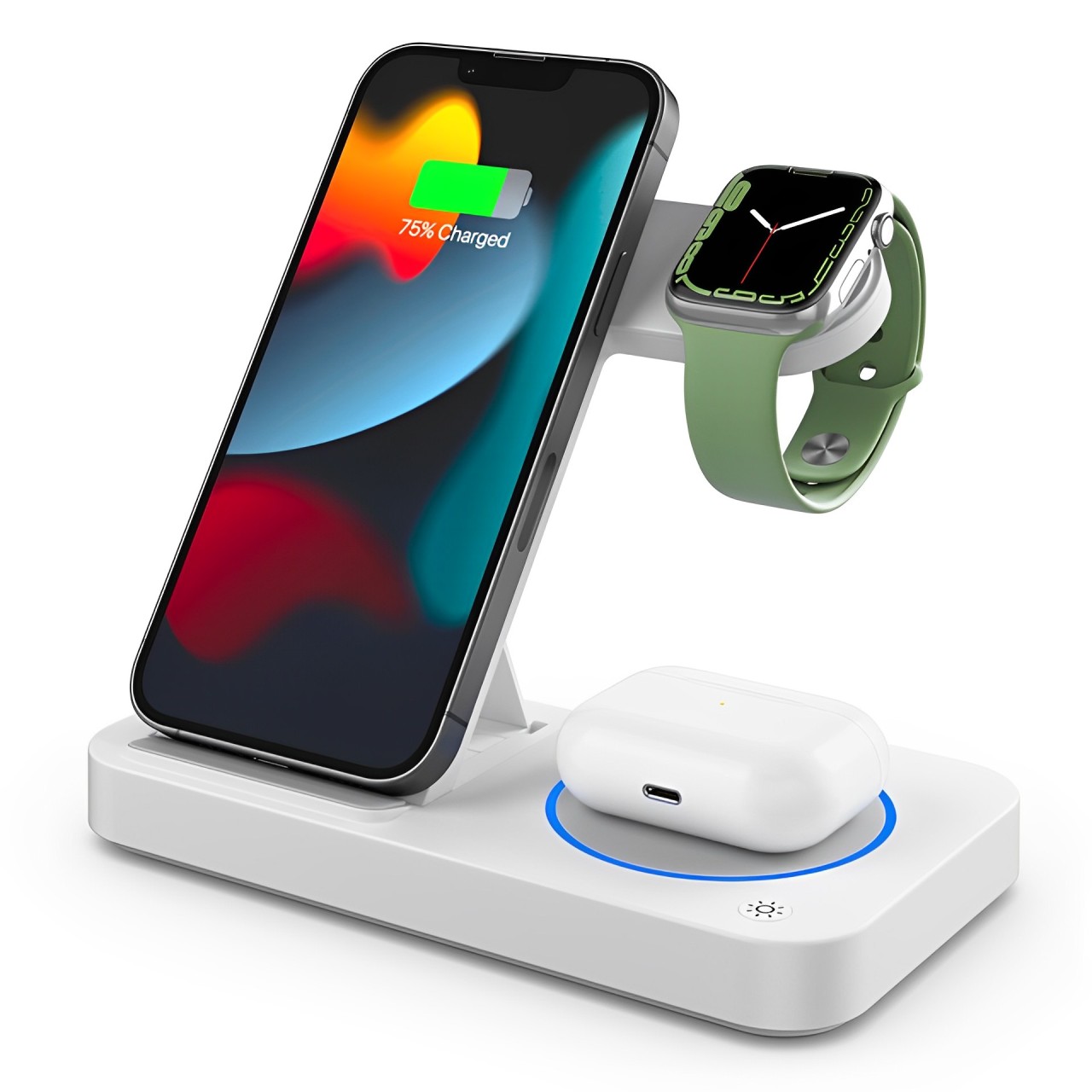 可折疊四合一無線充電器適用於Apple三星手機手錶三合一無線充多功能無線充電器