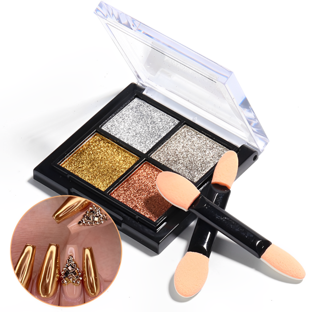 四色固態魔鏡粉極光粉不飛粉易塗抹易上色一盒四色