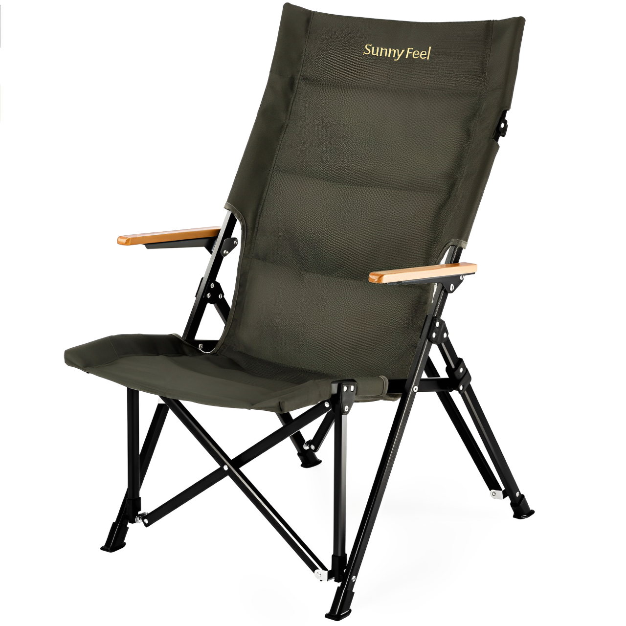 SunnyFeel戶外露營折疊椅鋁合金野外營地高靠背椅實木調節躺椅子
