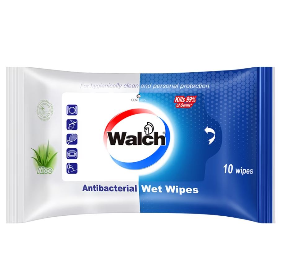【澳門發貨】Walch威露士消毒濕巾蘆薈10片棉質柔軟含蘆薈提取物不含酒精溫和肌膚個人衛生防護濕紙巾