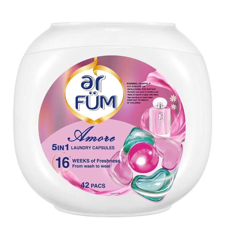 【澳門發貨】ar FÜM紡優美5合1洗衣凝珠玫瑰心心珠42粒裝潔淨去污去漬護衣護色持久留香柔軟蓬鬆