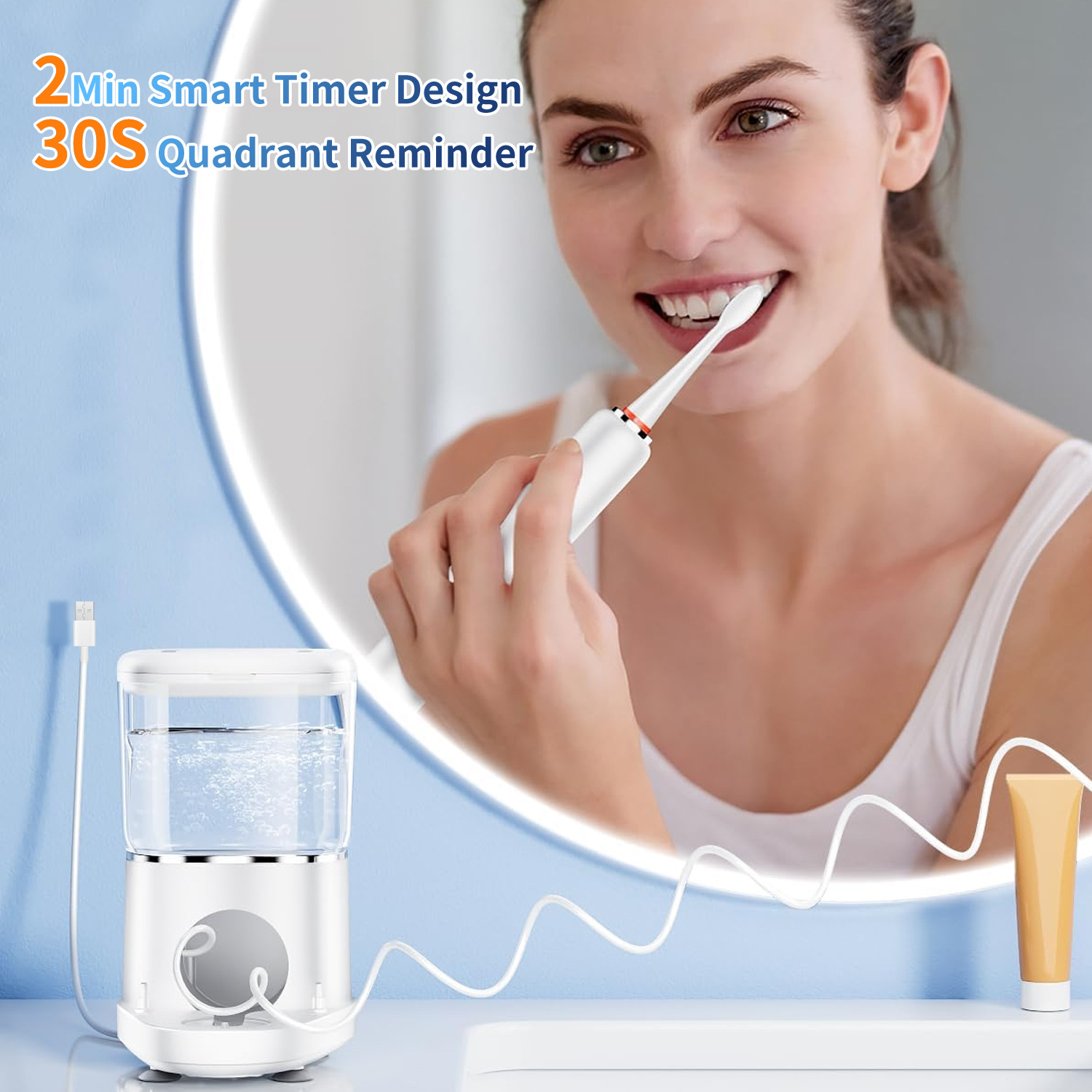 新版二合一沖刷器牙刷水牙線沖刷一體二合一電動牙刷可攜式大容量沖牙器