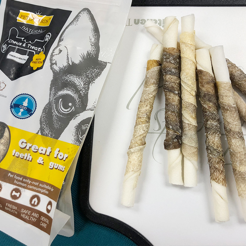 （5包起購）PETOWARDS愛寵私語鱈魚皮潔齒棒寵物零食磨牙棒狗狗訓練獎勵咬膠