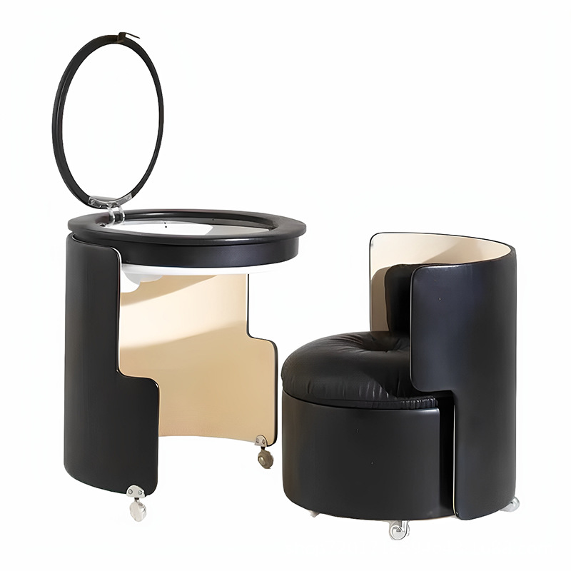 意式可移動梳妝檯輕奢高級感家用設計師一體小型收納帶鏡化妝桌椅化妝檯