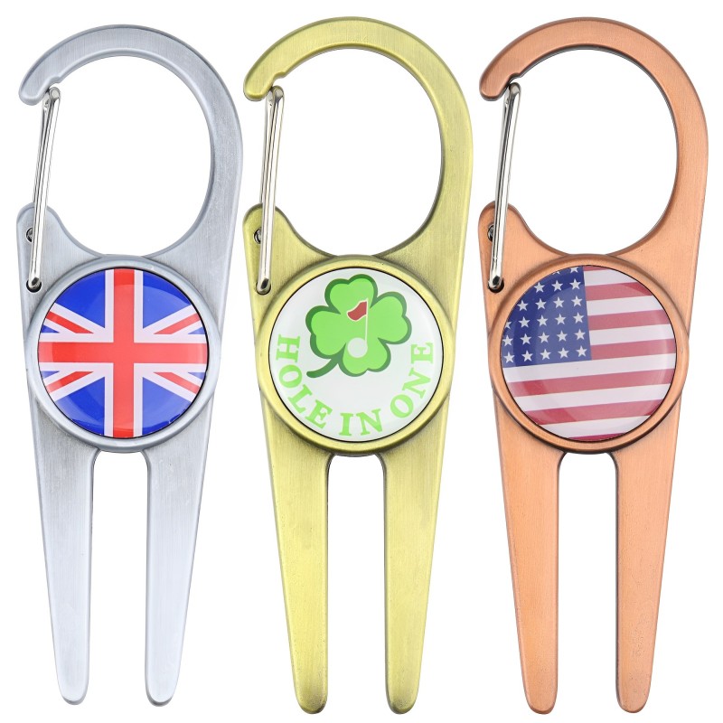 高爾夫便攜果嶺叉鋅合金創意掛扣球叉滴膠球標
