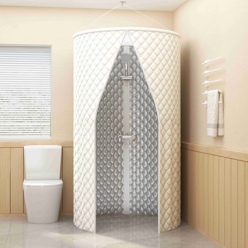 加厚保溫浴罩浴室隔斷簾洗澡保暖神器免安裝浴帳家用保溫浴簾