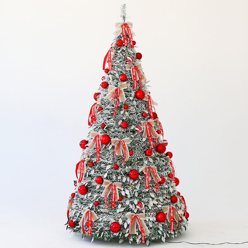 免安裝折疊聖誕樹伸縮聖誕裝飾樹led帶燈耶誕節植絨樹