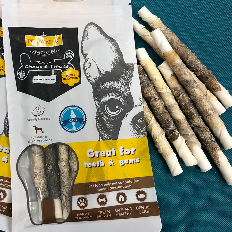 （5包起購）PETOWARDS愛寵私語鱈魚皮潔齒棒寵物零食磨牙棒狗狗訓練獎勵咬膠