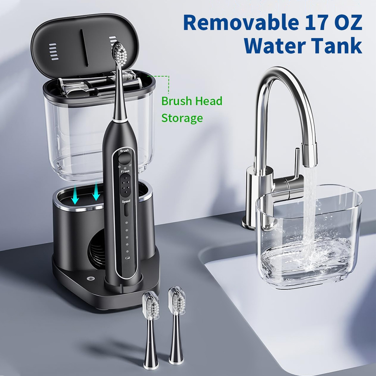 二合一沖刷器牙刷水牙線沖刷一體二合一電動牙刷可攜式大容量沖牙器