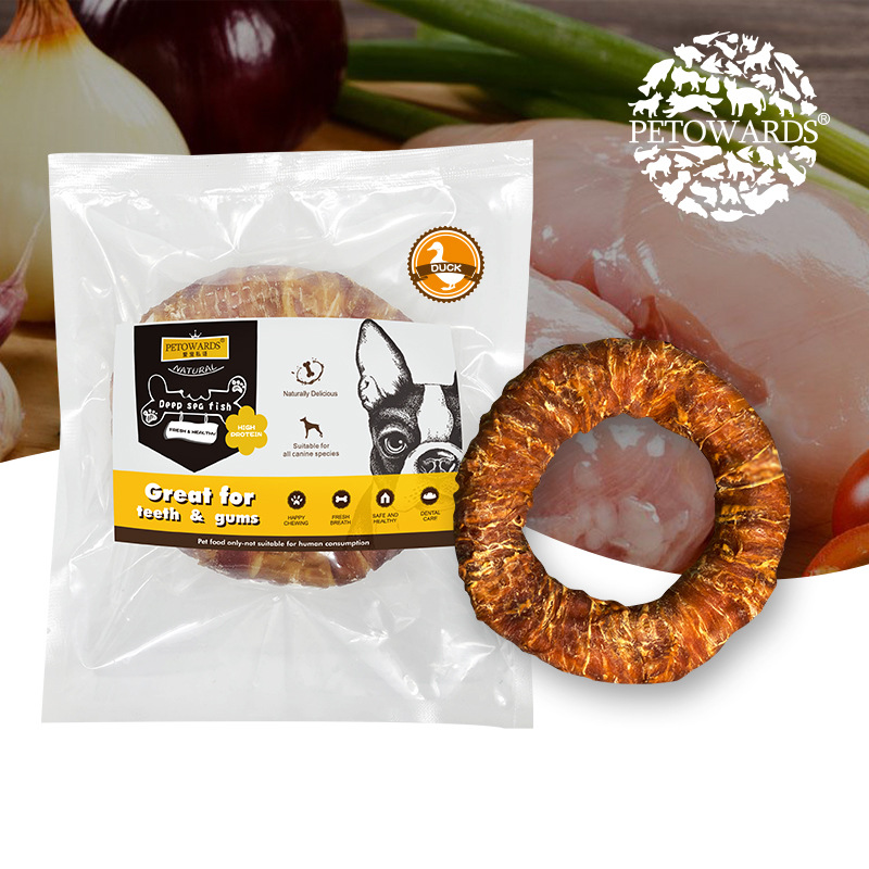 （5包起購）PETOWARDS愛寵私語鴨肉甜甜圈寵物零食狗狗訓練獎勵磨牙潔齒狗咬膠