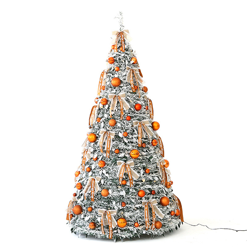 免安裝折疊聖誕樹伸縮聖誕裝飾樹led帶燈耶誕節植絨樹