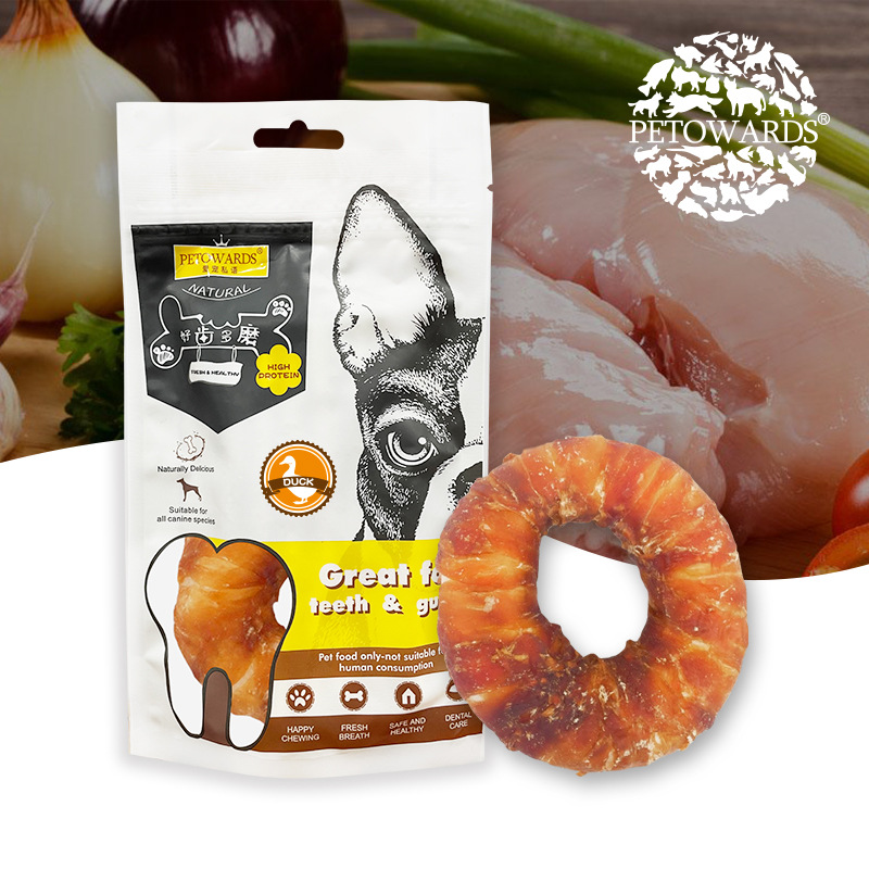 （5包起購）PETOWARDS愛寵私語鴨肉甜甜圈寵物零食狗狗訓練獎勵磨牙潔齒狗咬膠