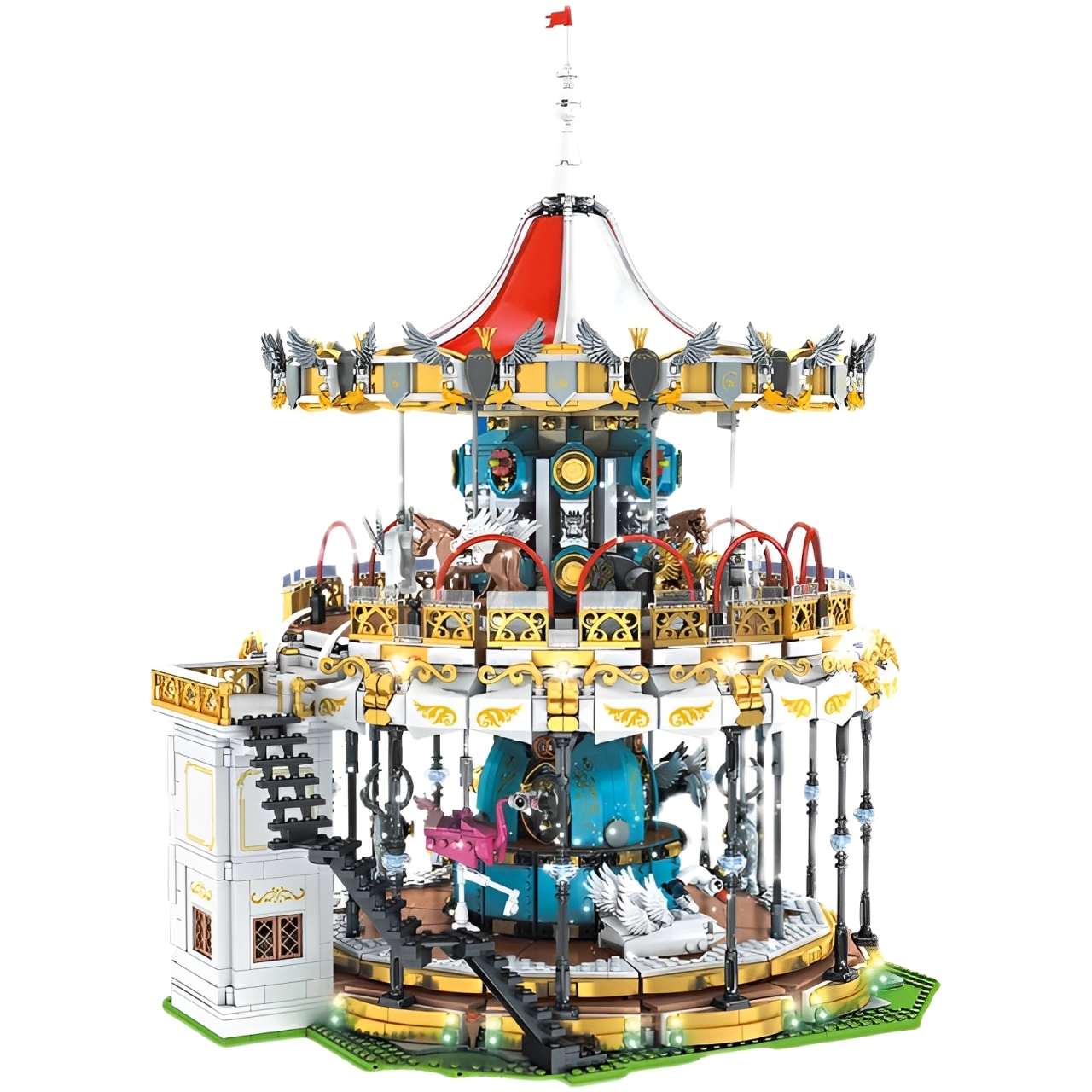 MOULD KING 宇星模王 11011夢幻旋轉木馬電動燈光版創意樂園系列拼裝積木玩具模型